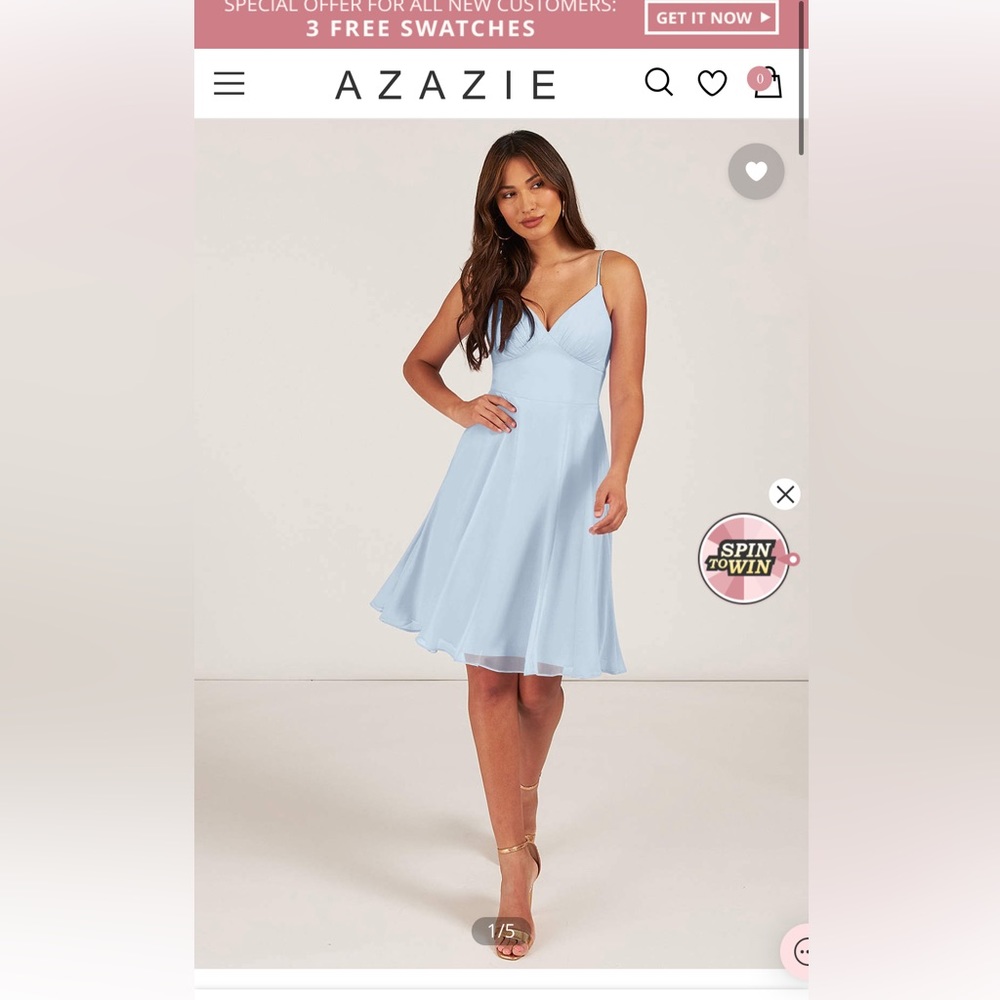 NEVER BEEN WORN Azazie Emmy sky blue dress